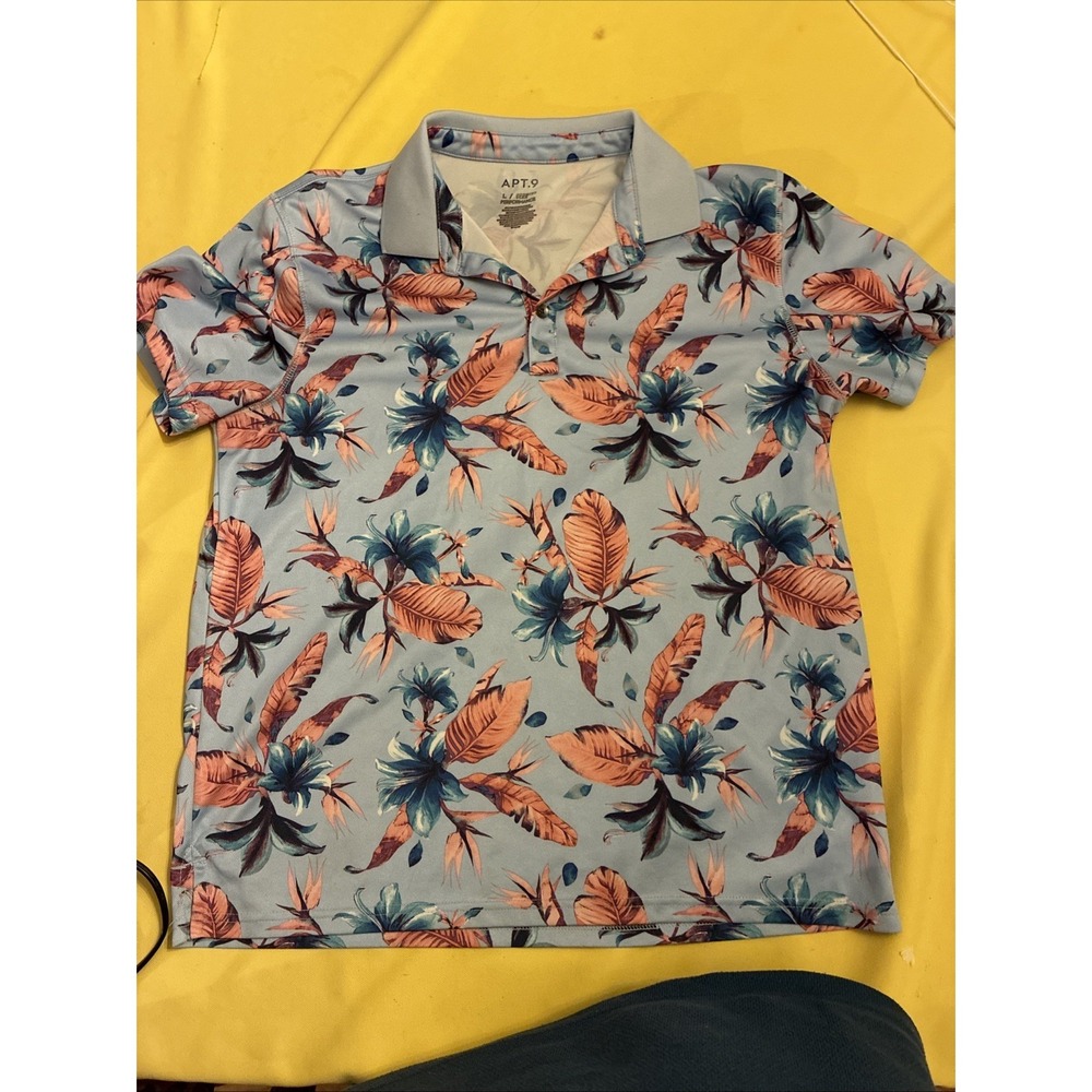 Apt. 9 Premier Flex Performance Men's Floral Polo Shirt Size large Hawaiian - Picture 10 of 11